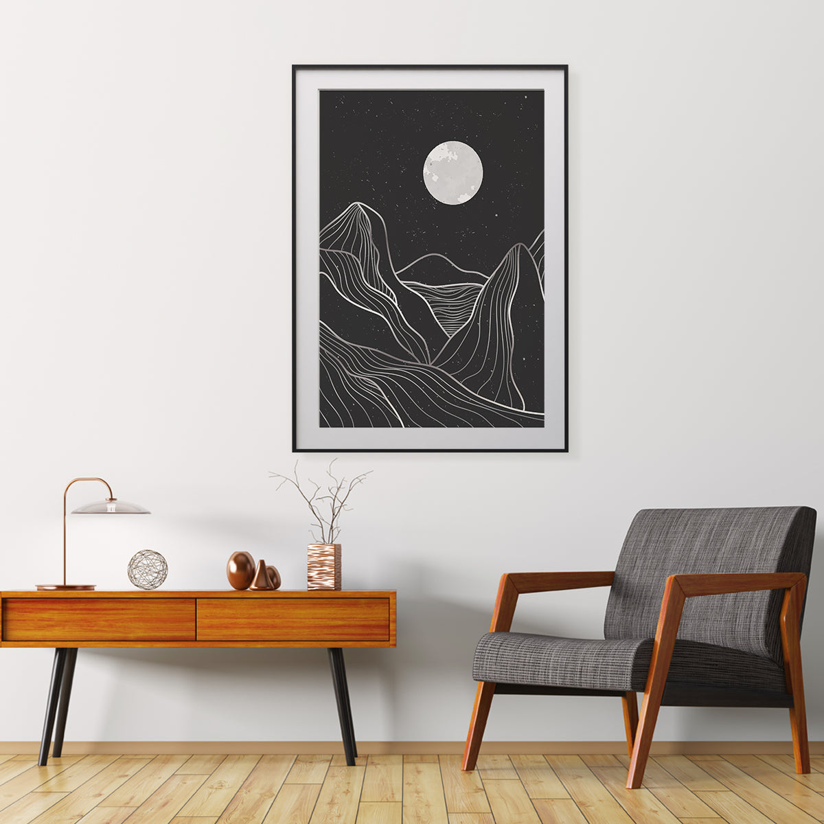 Black Mountain Landscapes Line Art Poster Print Modern Wall Art-Vertical Posters NOT FRAMED-CetArt-8″x10″ inches-CetArt