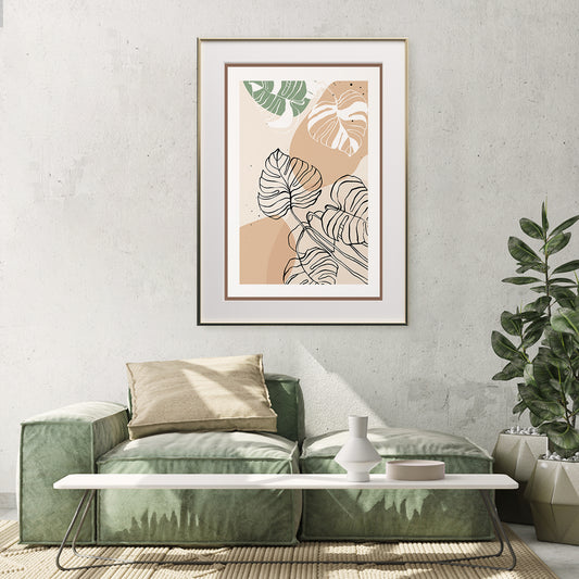 Modern Abstract Leaves Line Art Beige Poster Wall Decorations-Vertical Posters NOT FRAMED-CetArt-8″x10″ inches-CetArt