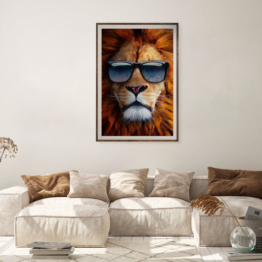 Handsome Lion with Sunglasses Poster Print Modern Wall Art-Vertical Posters NOT FRAMED-CetArt-8″x10″ inches-CetArt