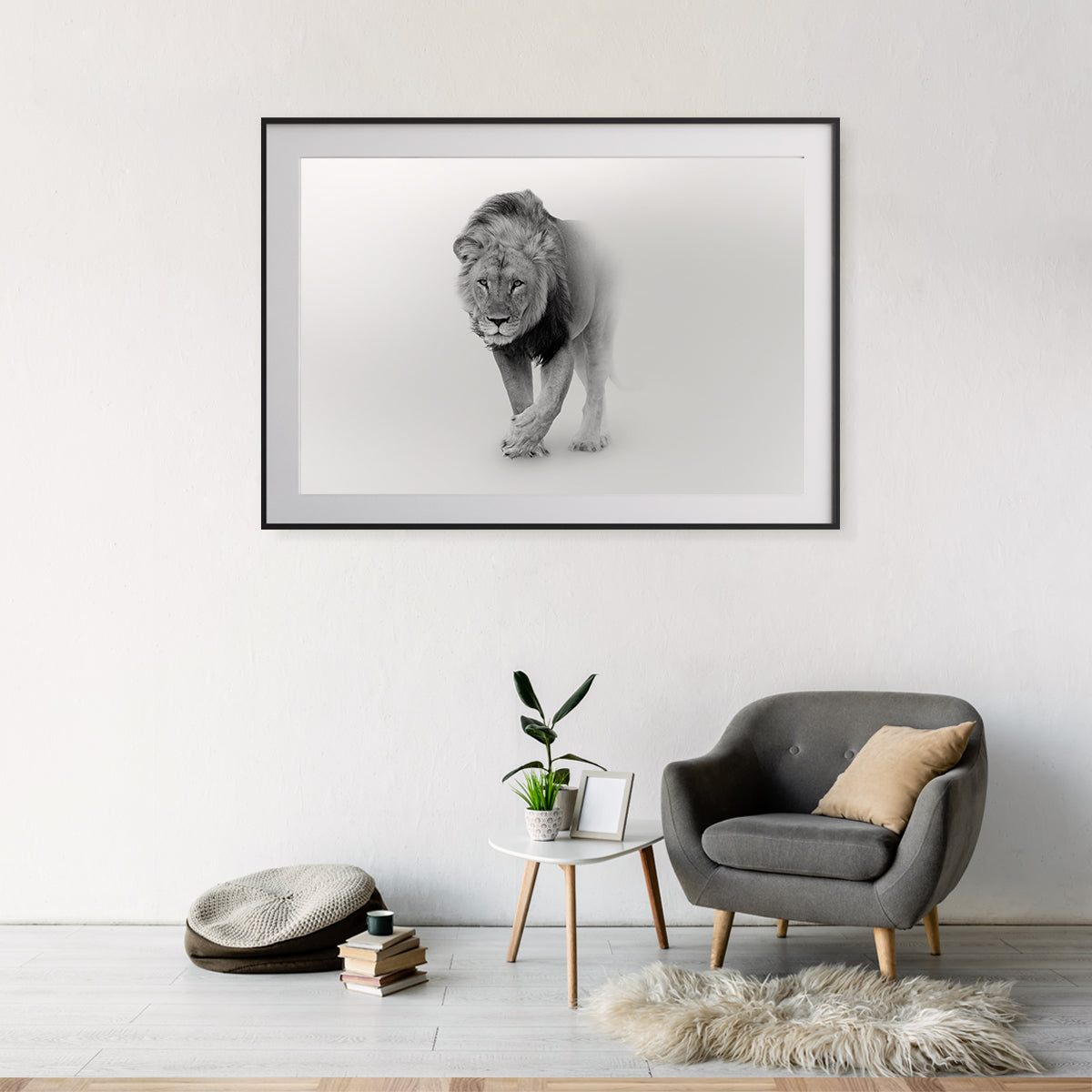 Powerful Lion Black and White Posters For Wall-Horizontal Posters NOT FRAMED-CetArt-10″x8″ inches-CetArt