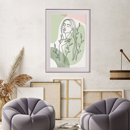 Beautiful Woman Silhouette With Leaves Line Art Posters For Living Room Wall-Vertical Posters NOT FRAMED-CetArt-8″x10″ inches-CetArt