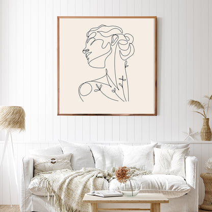 Woman Portrait Line Art Minimalist Poster Art Print For Your Wall-Square Posters NOT FRAMED-CetArt-8″x8″ inches-CetArt