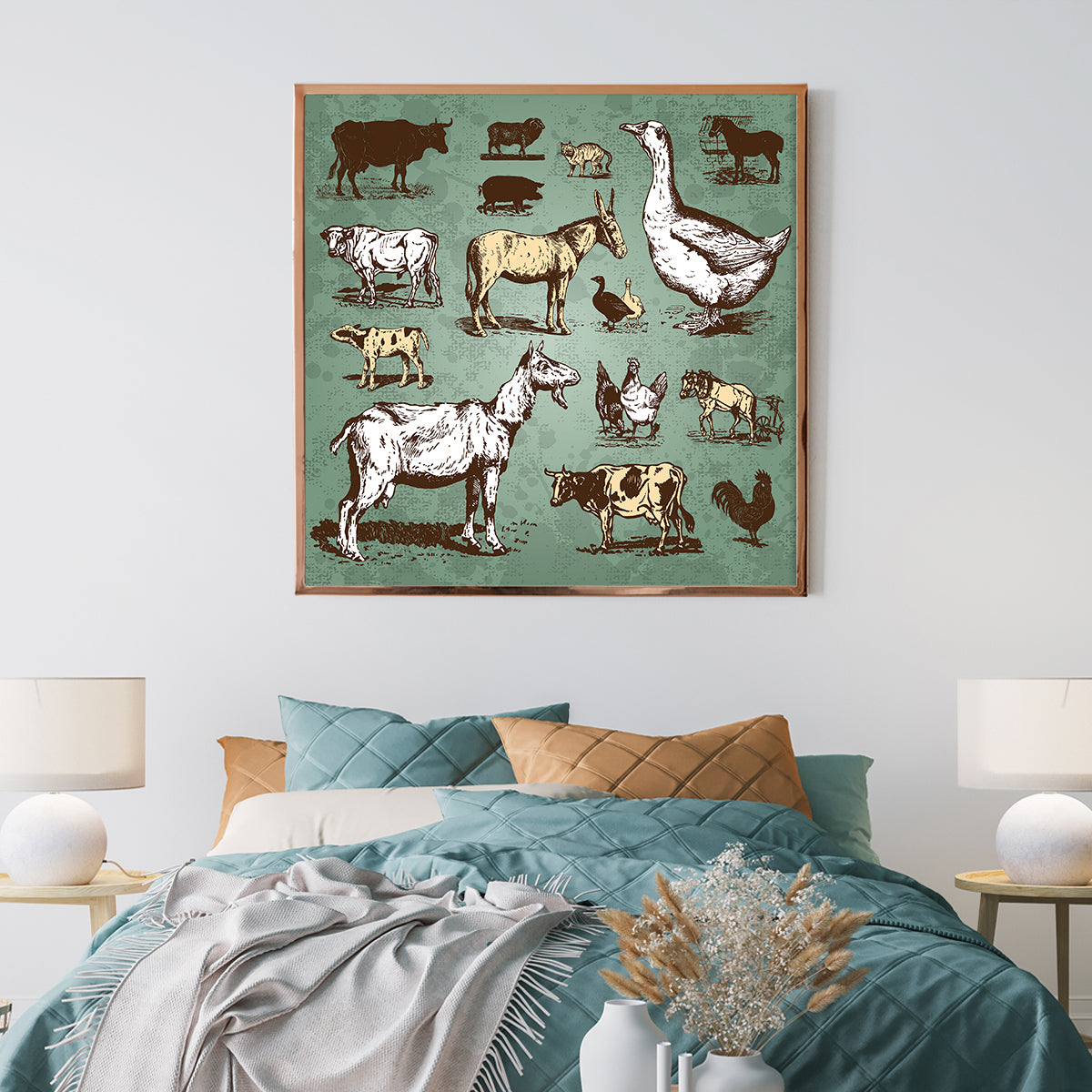 Vintage Farm Animals Cool Posters For Room-Square Posters NOT FRAMED-CetArt-8″x8″ inches-CetArt