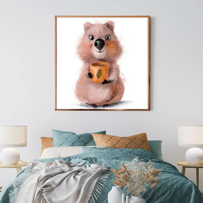 Cute Quokka with Coffee Cup Poster Print Modern Wall Art-Square Posters NOT FRAMED-CetArt-8″x8″ inches-CetArt