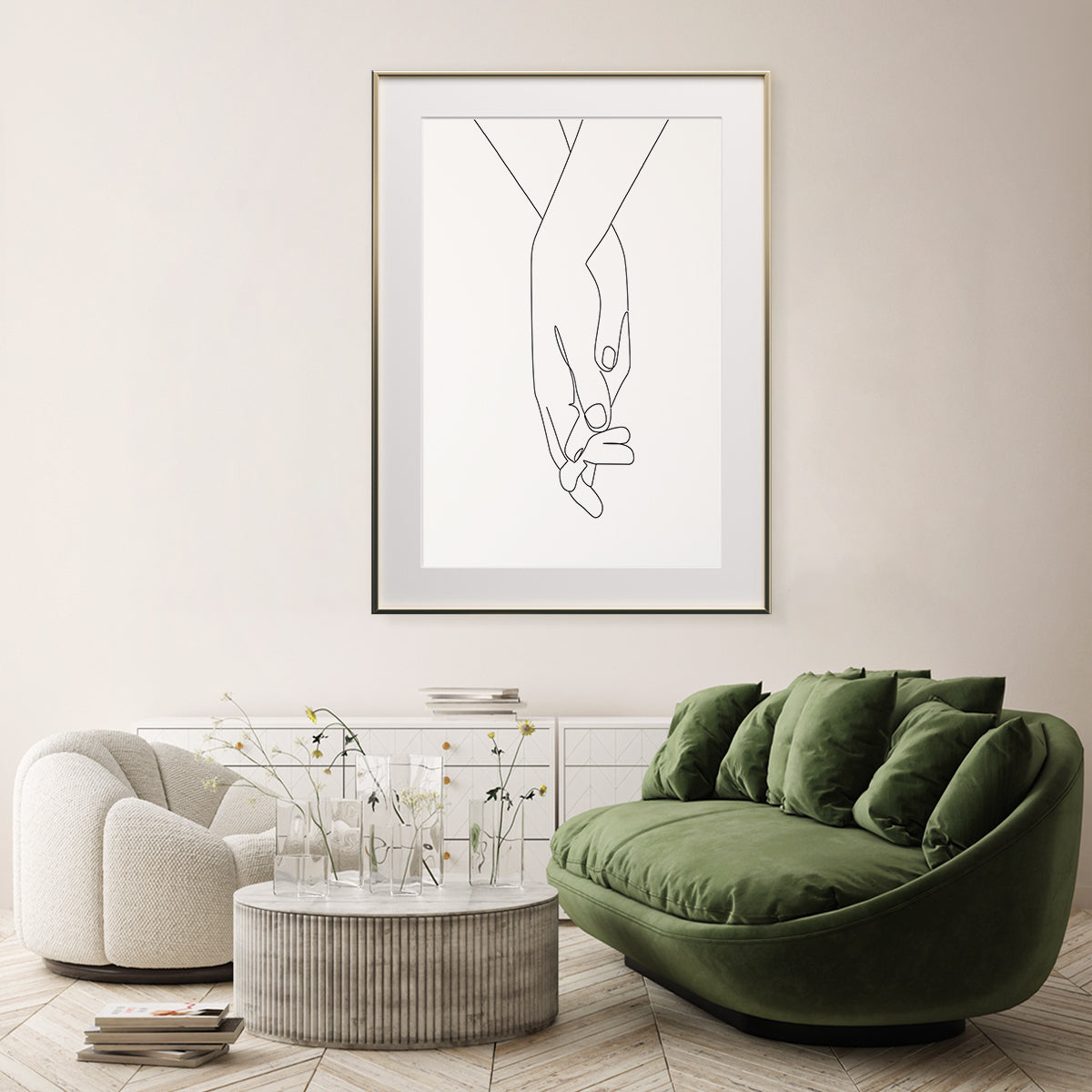 Trendy Minimalist Holding Hands Line Art Line Art Posters Art Prints-Vertical Posters NOT FRAMED-CetArt-8″x10″ inches-CetArt