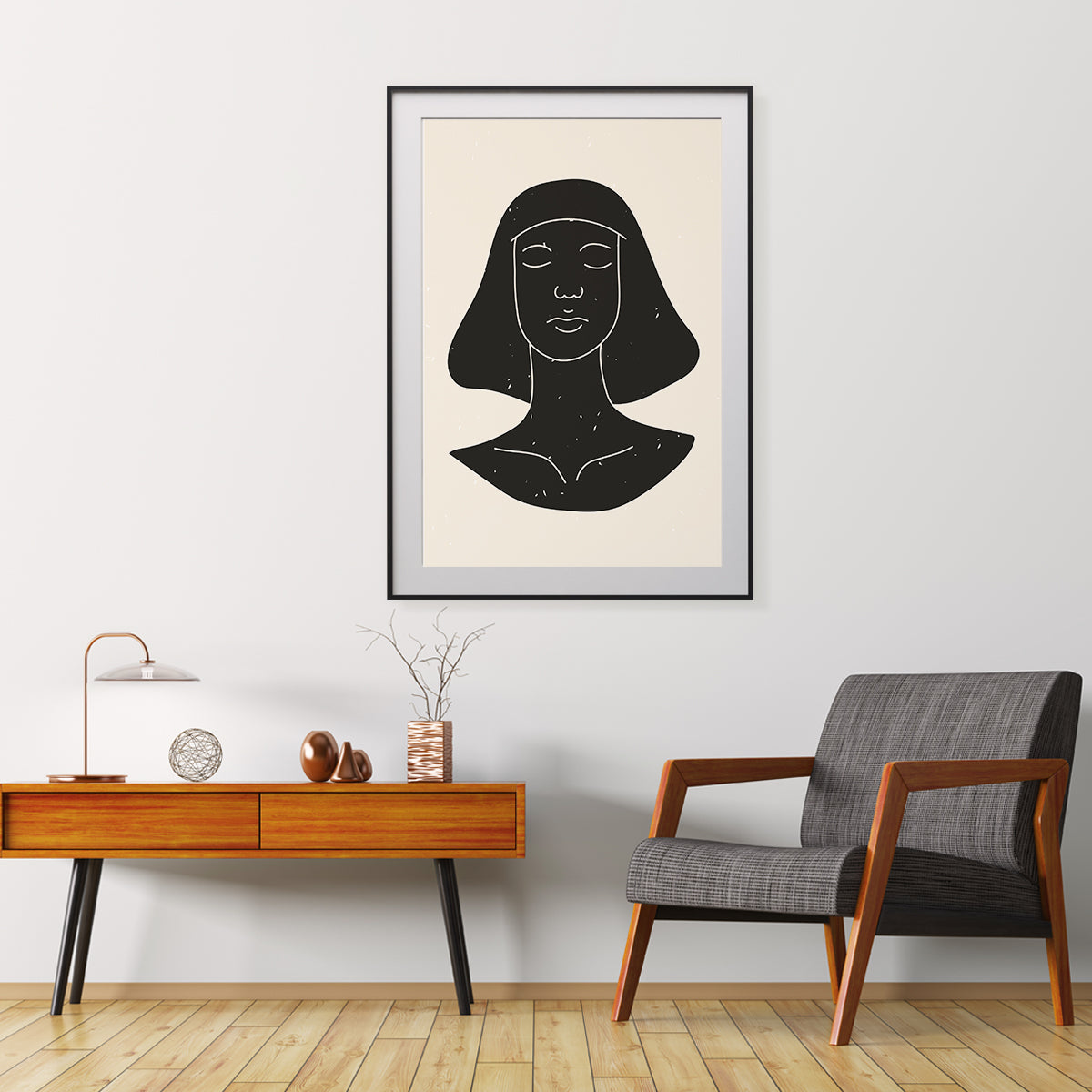 Abstract Minimalist Woman Portrait in Boho Style Modern Art Poster-Vertical Posters NOT FRAMED-CetArt-8″x10″ inches-CetArt