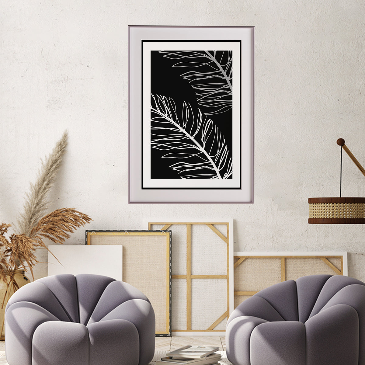 Poster Leaves Black And White Art-Vertical Posters NOT FRAMED-CetArt-8″x10″ inches-CetArt