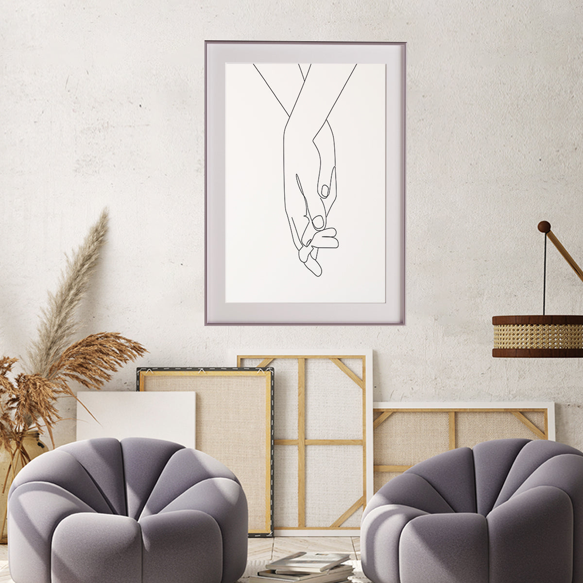 Trendy Minimalist Holding Hands Line Art Line Art Posters Art Prints-Vertical Posters NOT FRAMED-CetArt-8″x10″ inches-CetArt