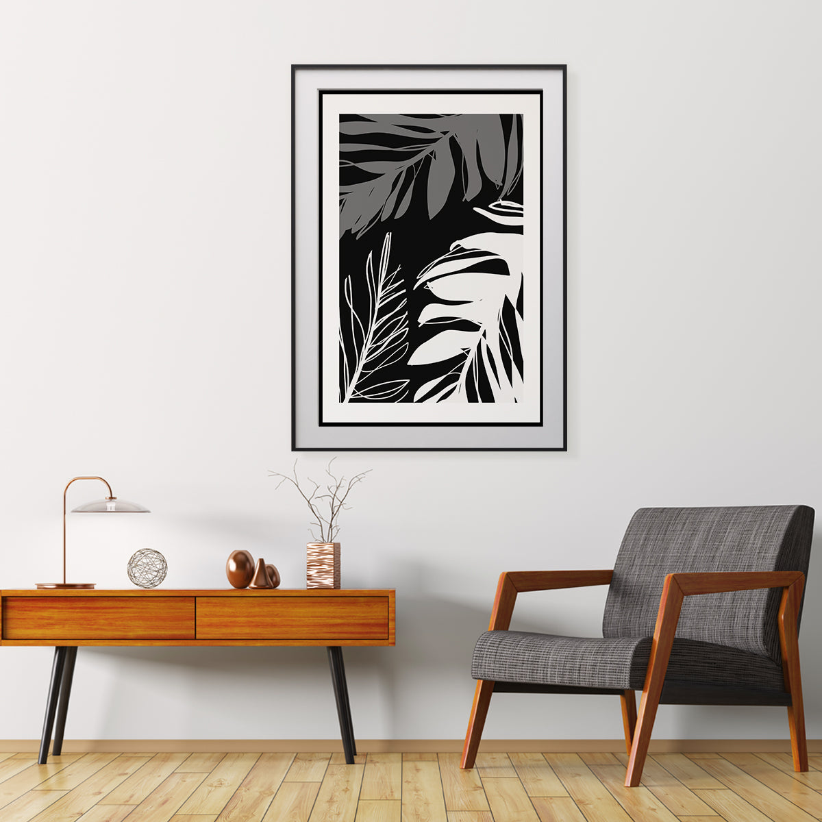 Black White Leaf Art Posters-Vertical Posters NOT FRAMED-CetArt-8″x10″ inches-CetArt