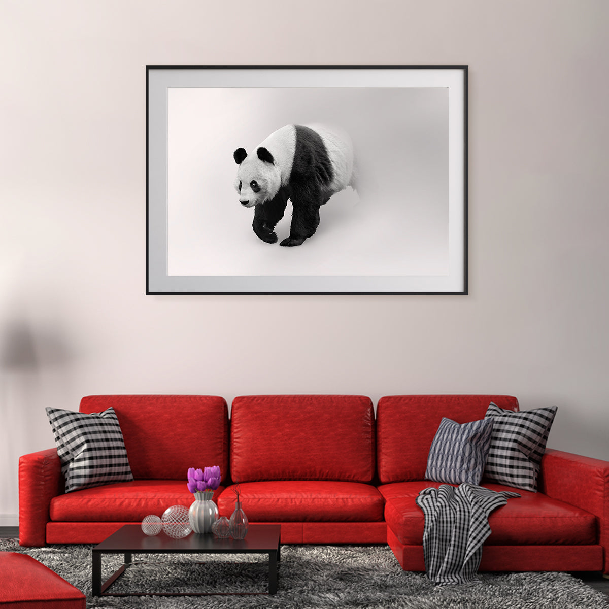 Panda Bear Black And White Art Poster-Horizontal Posters NOT FRAMED-CetArt-10″x8″ inches-CetArt