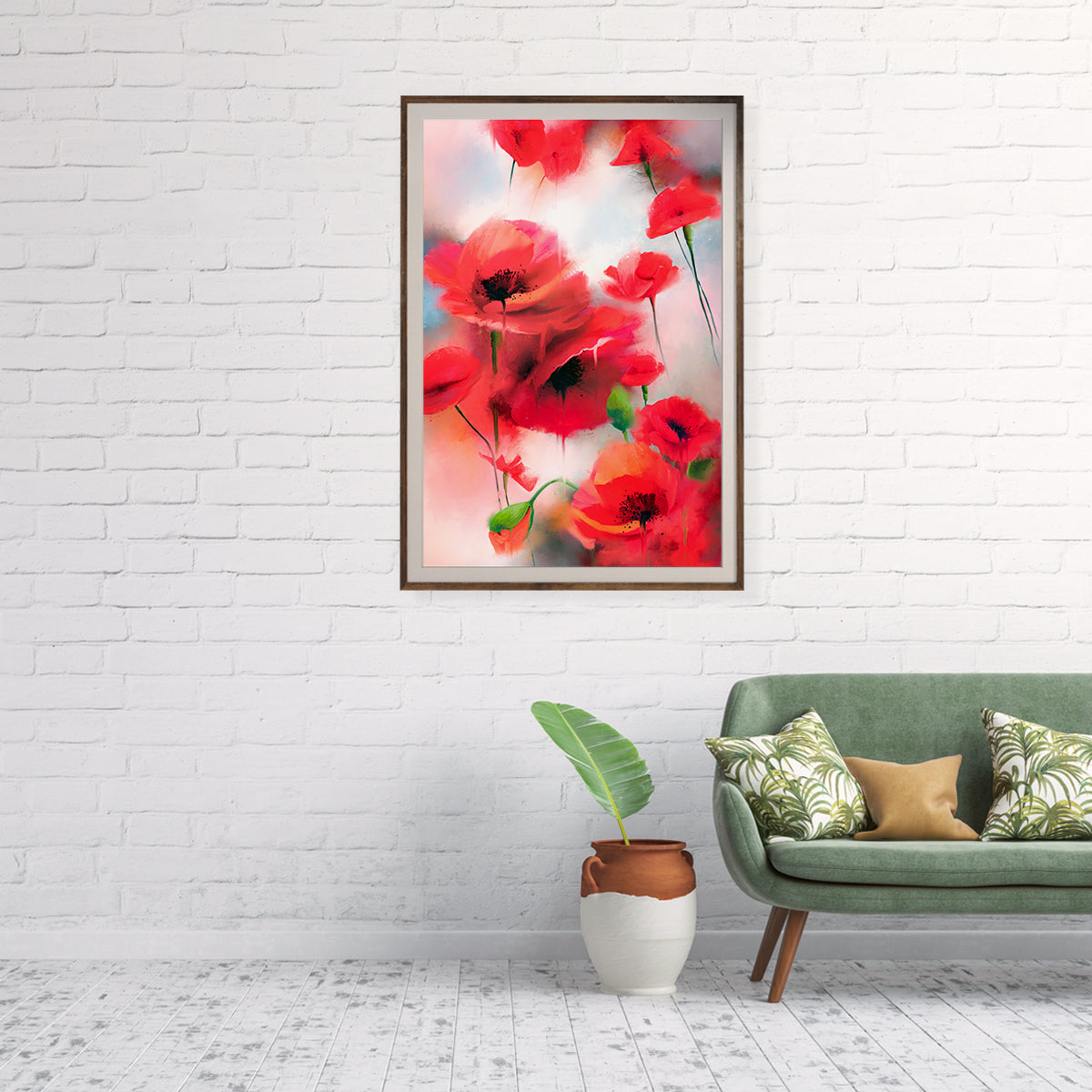 Abstract Poppies Contemporary Posters Wall Art Prints-Vertical Posters NOT FRAMED-CetArt-8″x10″ inches-CetArt