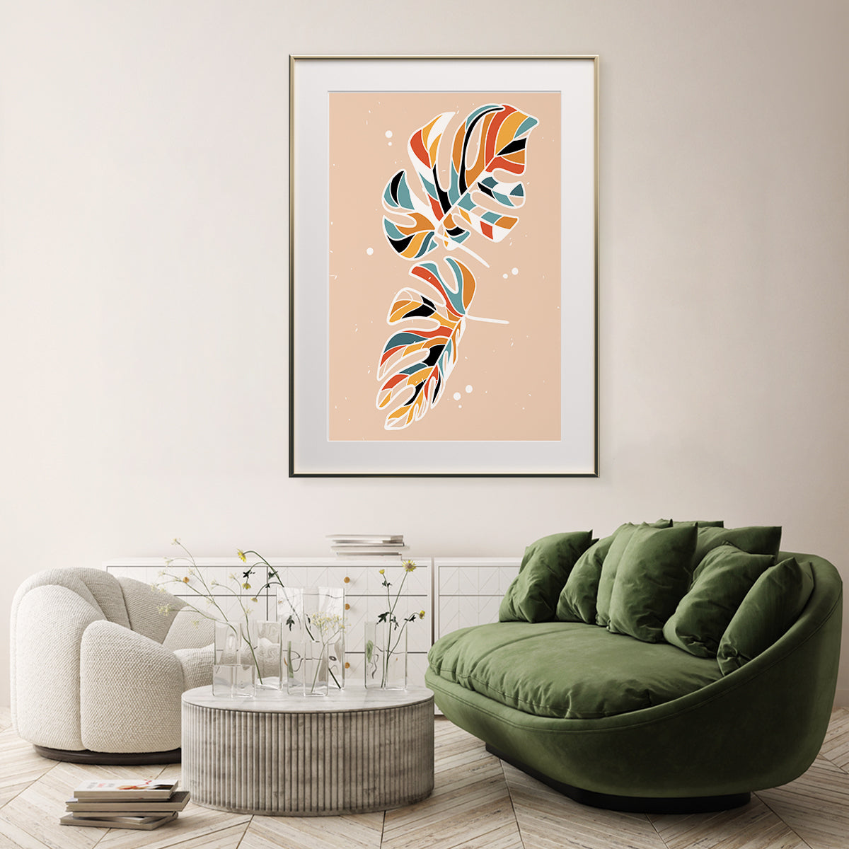 Colorful Abstract Minimalistic Monstera Leaves Room Poster Wall Art-Vertical Posters NOT FRAMED-CetArt-8″x10″ inches-CetArt