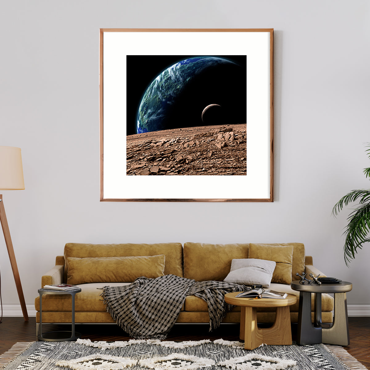 Moon Surface and Planet Earth Art Posters For Home Decor-Square Posters NOT FRAMED-CetArt-8″x8″ inches-CetArt