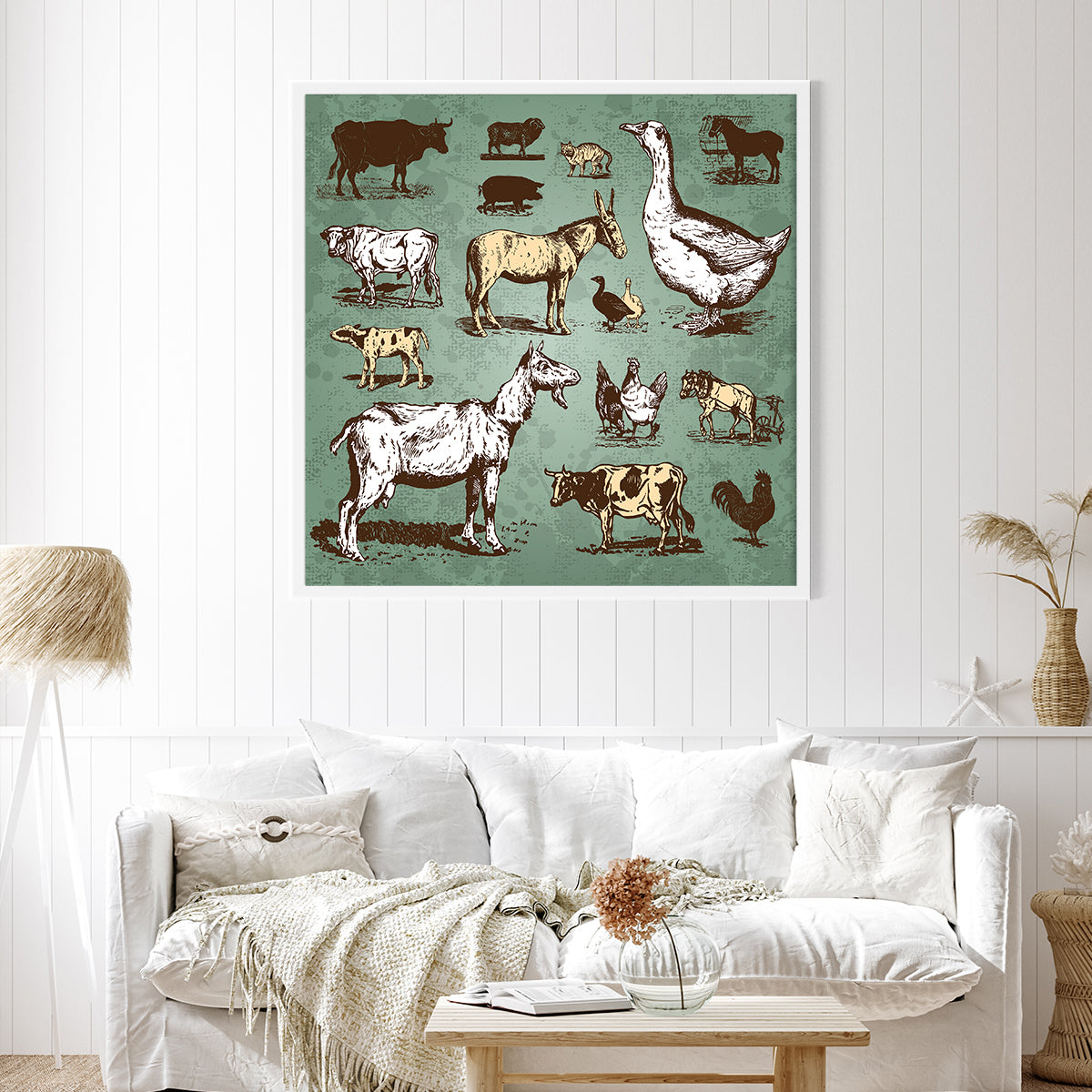 Vintage Farm Animals Cool Posters For Room-Square Posters NOT FRAMED-CetArt-8″x8″ inches-CetArt