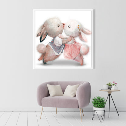 Cute Bunny Couple Posters For Wall-Square Posters NOT FRAMED-CetArt-8″x8″ inches-CetArt