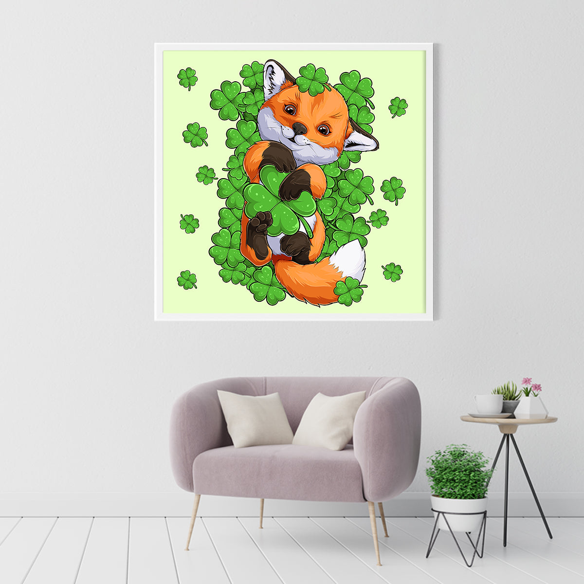 St Patrick Day Lucky Fox Decorations For Home Poster-Square Posters NOT FRAMED-CetArt-8″x8″ inches-CetArt