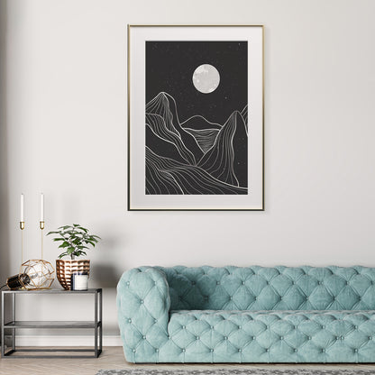 Black Mountain Landscapes Line Art Poster Print Modern Wall Art-Vertical Posters NOT FRAMED-CetArt-8″x10″ inches-CetArt