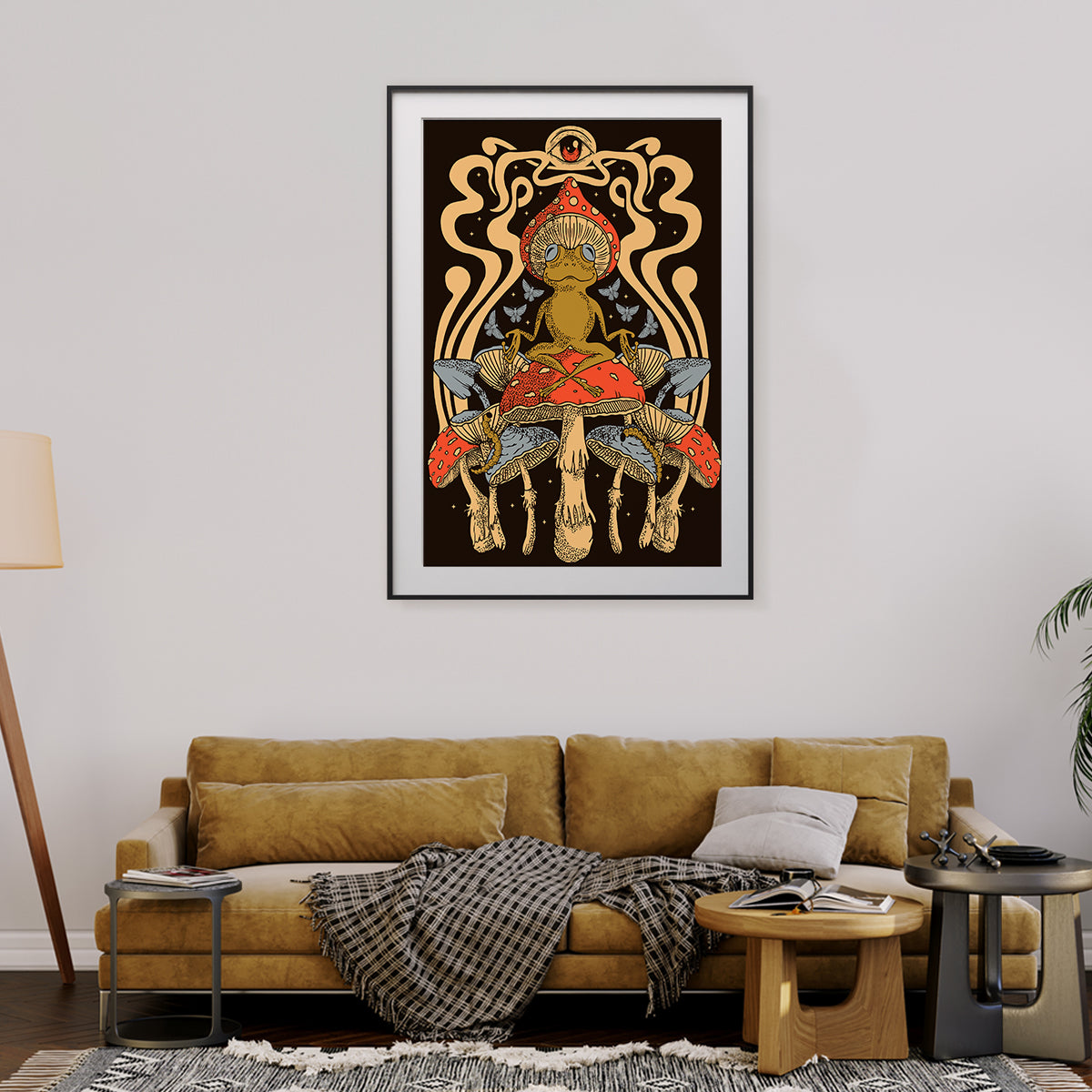 Frog Meditating Sitting on Mushroom Psychedelic Posters For Your Wall-Vertical Posters NOT FRAMED-CetArt-8″x10″ inches-CetArt