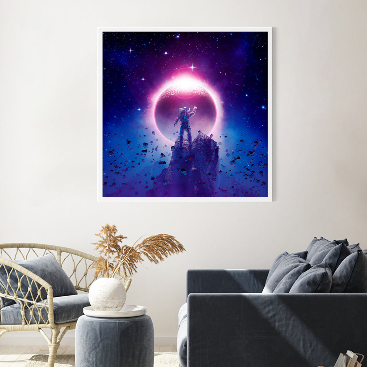 Astronaut During a Solar Eclipse in Space Modern Poster-Square Posters NOT FRAMED-CetArt-8″x8″ inches-CetArt