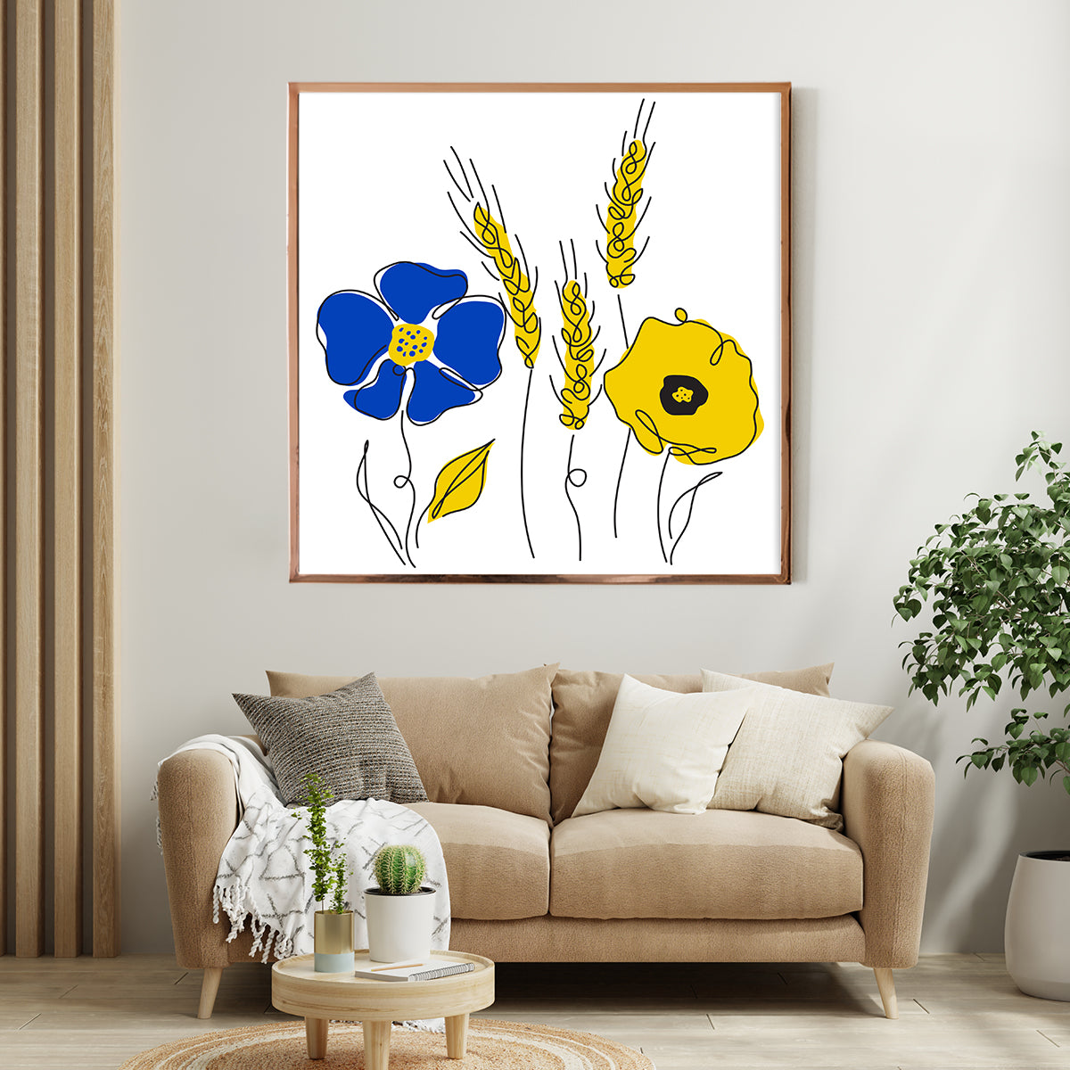 Flowers Poster National Colours of Ukraine Modern Art Prints-Square Posters NOT FRAMED-CetArt-8″x8″ inches-CetArt