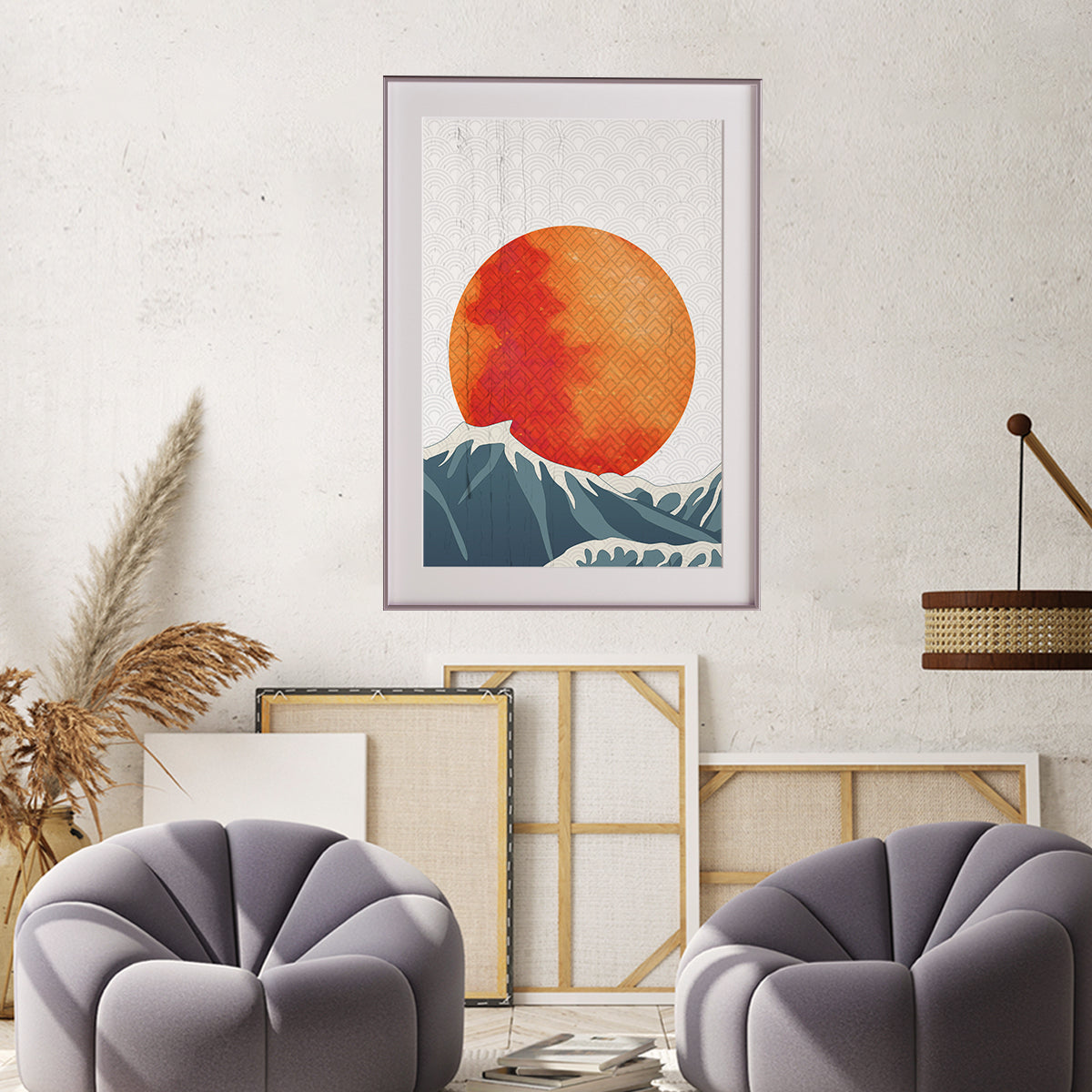 Vintage Red Sun in Ocean Creative Posters For Wall-Vertical Posters NOT FRAMED-CetArt-8″x10″ inches-CetArt