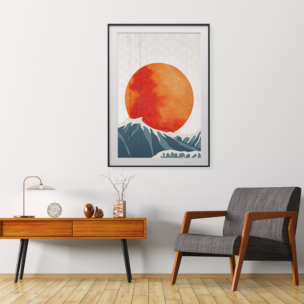 Vintage Red Sun in Ocean Creative Posters For Wall-Vertical Posters NOT FRAMED-CetArt-8″x10″ inches-CetArt