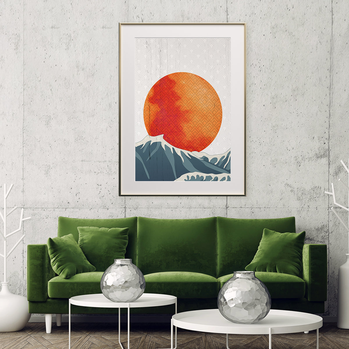 Vintage Red Sun in Ocean Creative Posters For Wall-Vertical Posters NOT FRAMED-CetArt-8″x10″ inches-CetArt