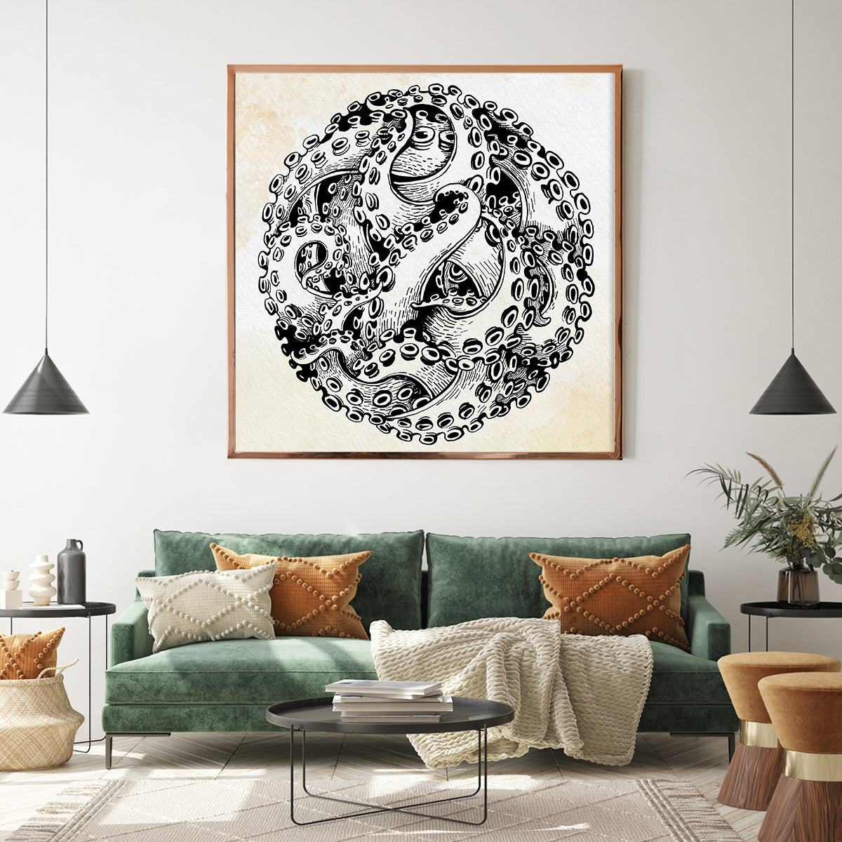 Octopus Tentacles Modern Art Prints Posters-Square Posters NOT FRAMED-CetArt-8″x8″ inches-CetArt