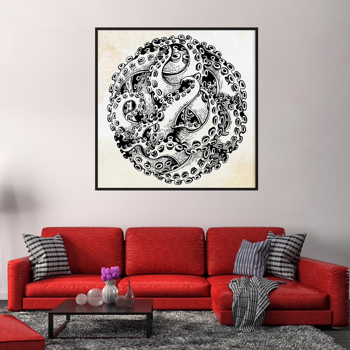 Octopus Tentacles Modern Art Prints Posters-Square Posters NOT FRAMED-CetArt-8″x8″ inches-CetArt