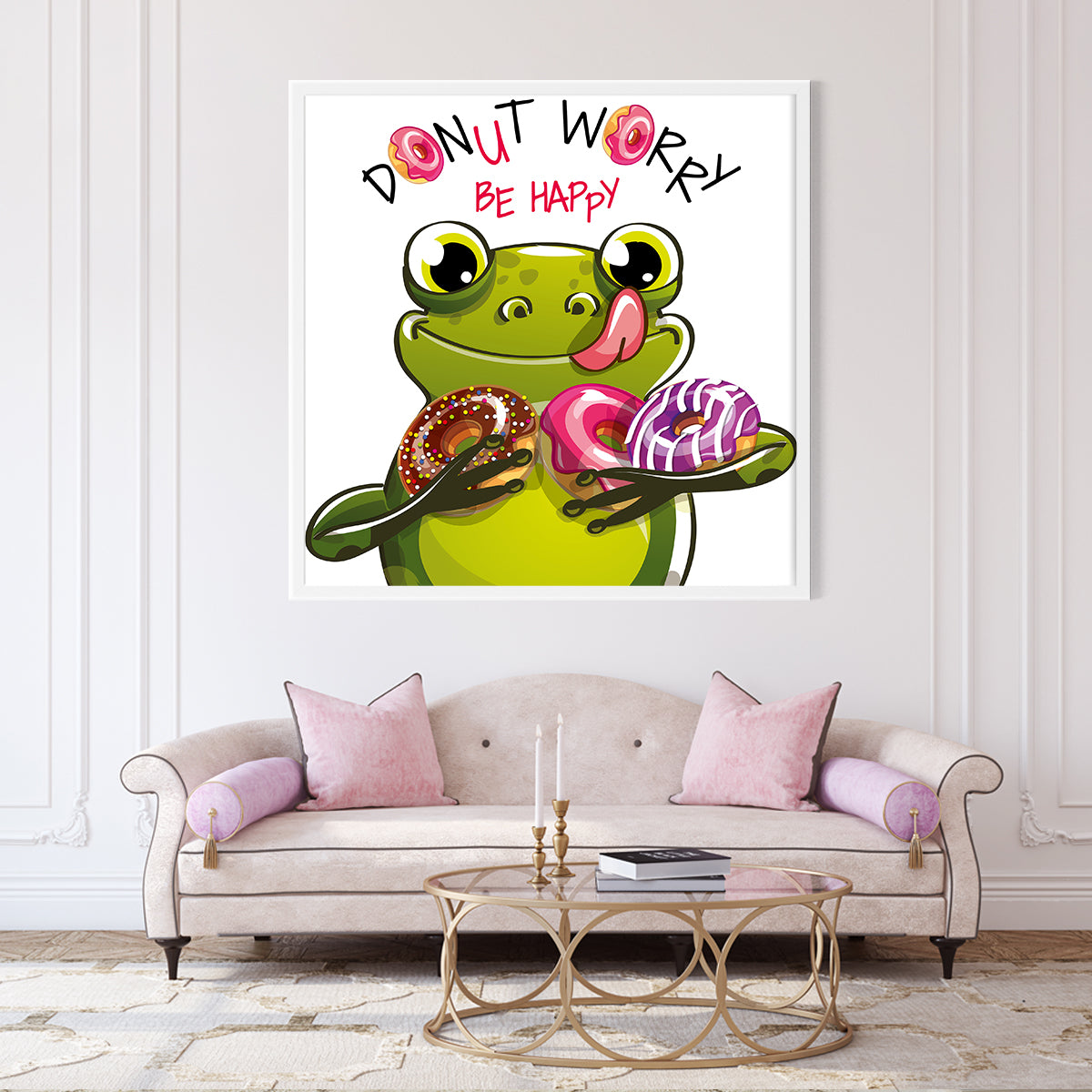 Frog with Donuts Creative Posters For Home Decor-Square Posters NOT FRAMED-CetArt-8″x8″ inches-CetArt