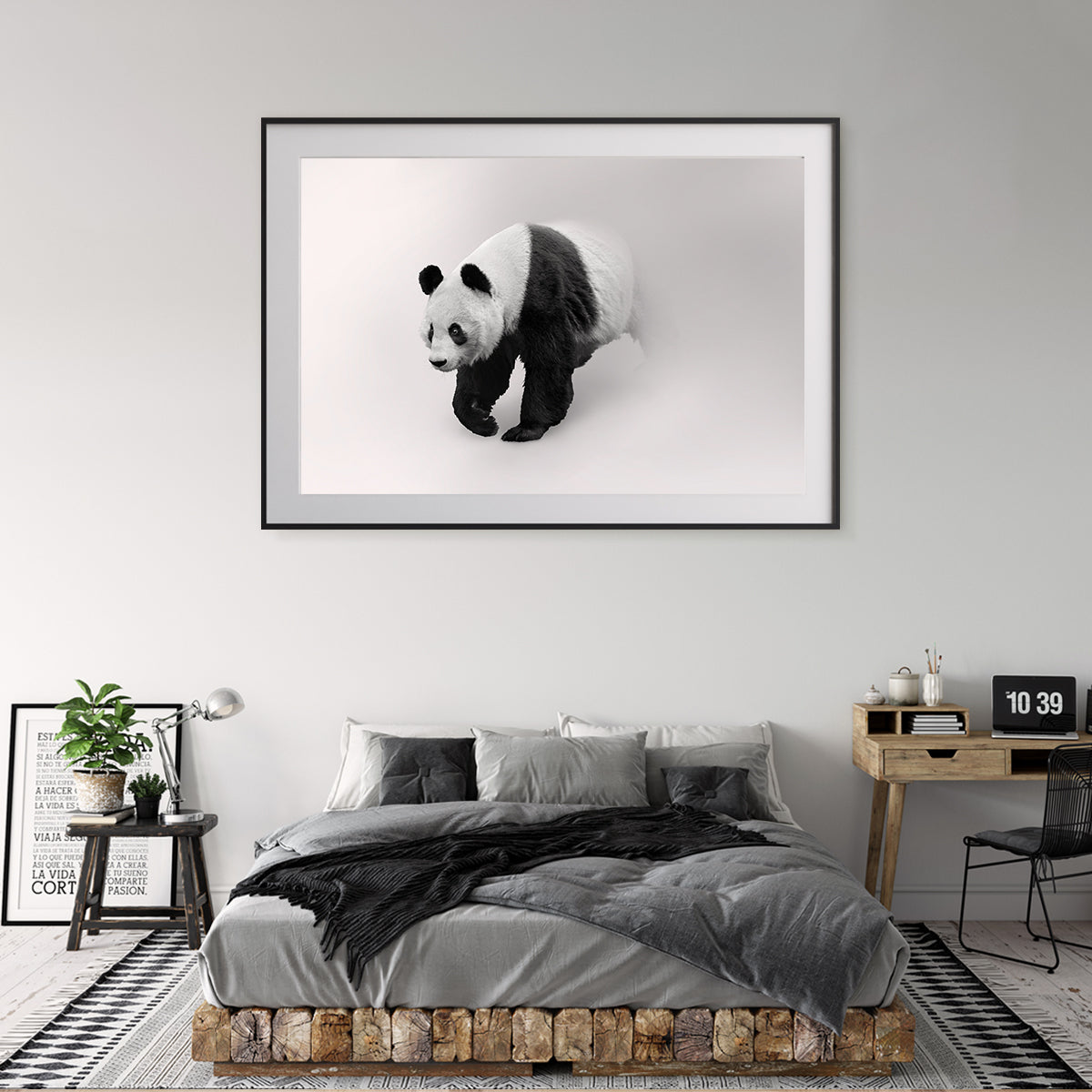 Panda Bear Black And White Art Poster-Horizontal Posters NOT FRAMED-CetArt-10″x8″ inches-CetArt