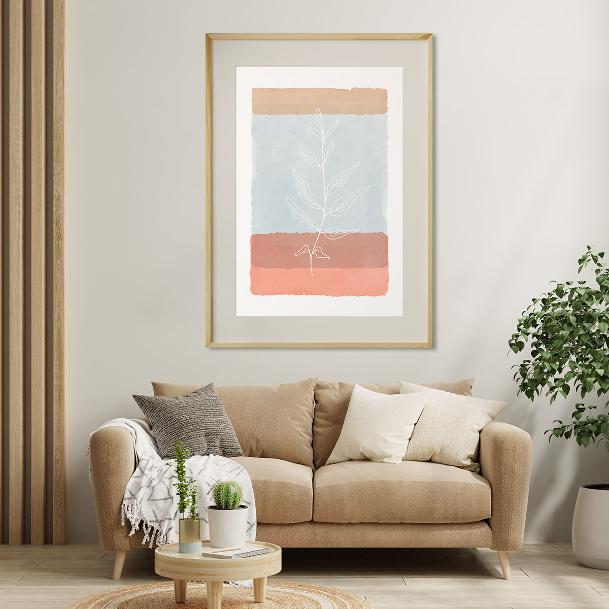 Minimalist Watercolor Leaf Line Art Pastel Colors Poster-Vertical Posters NOT FRAMED-CetArt-8″x10″ inches-CetArt