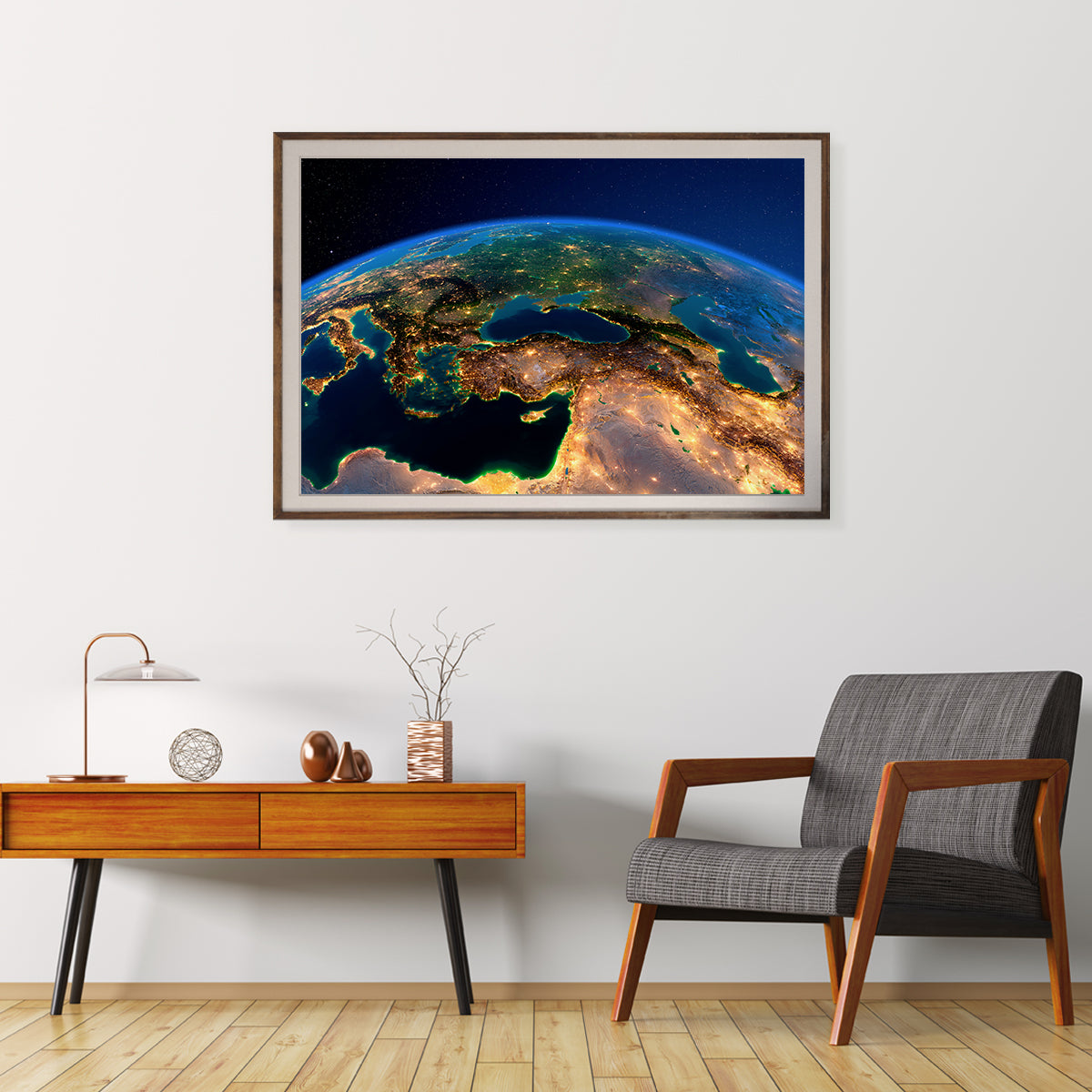 Planet Earth with Night City Lights Poster Design-Horizontal Posters NOT FRAMED-CetArt-10″x8″ inches-CetArt