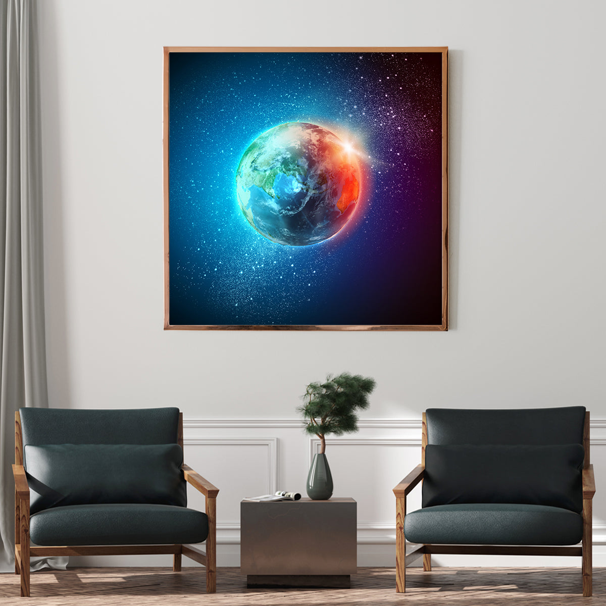 Earth Planet in Space Posters Decoration for Interior-Square Posters NOT FRAMED-CetArt-8″x8″ inches-CetArt