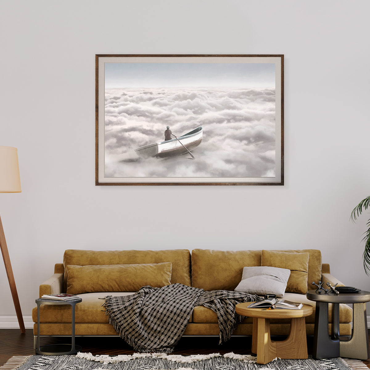 Man in Boat Floating on Sea Surreal Art Poster Wall Decor-Horizontal Posters NOT FRAMED-CetArt-10″x8″ inches-CetArt