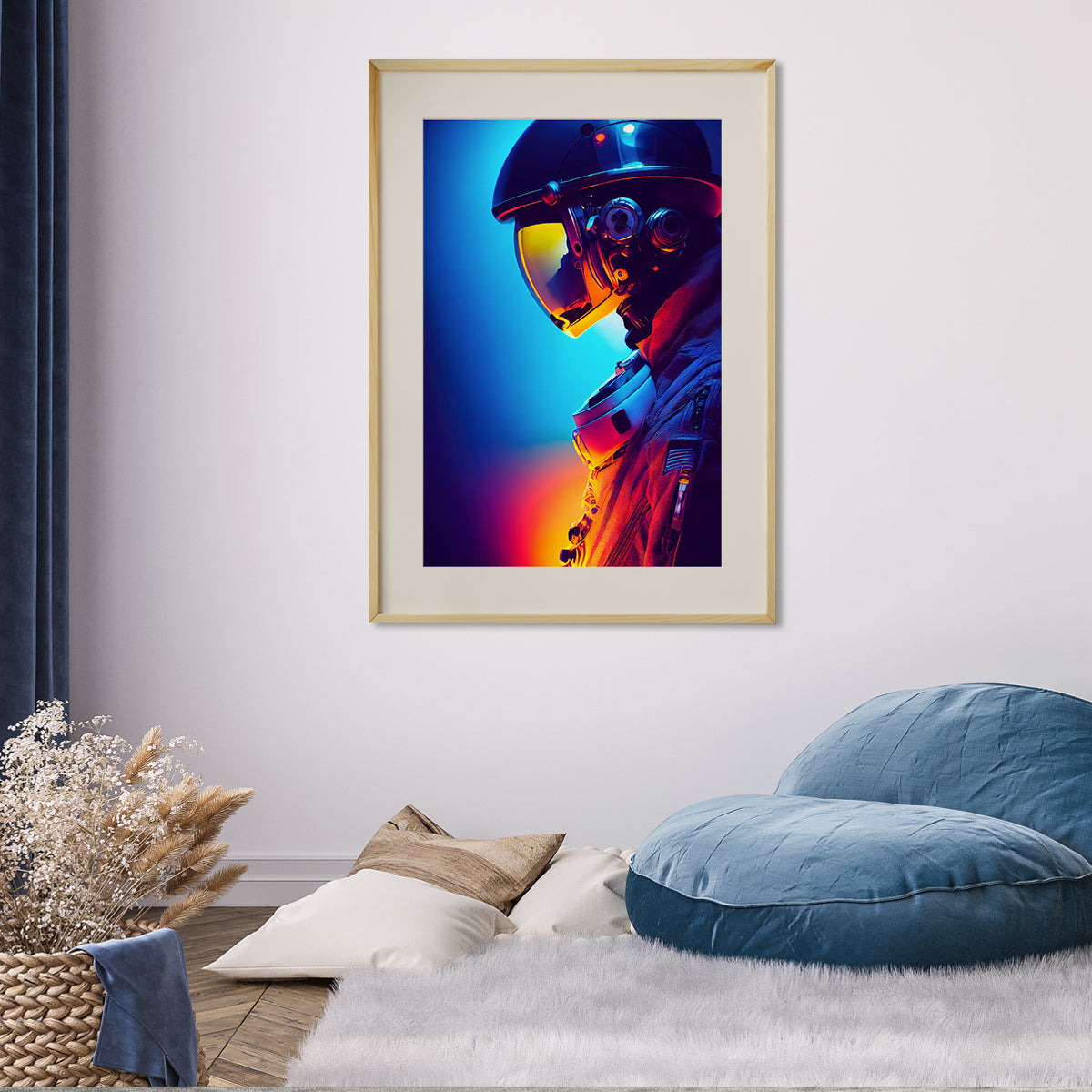 Portrait of Astronaut in Neon Light Modern Art Print Poster-Vertical Posters NOT FRAMED-CetArt-8″x10″ inches-CetArt