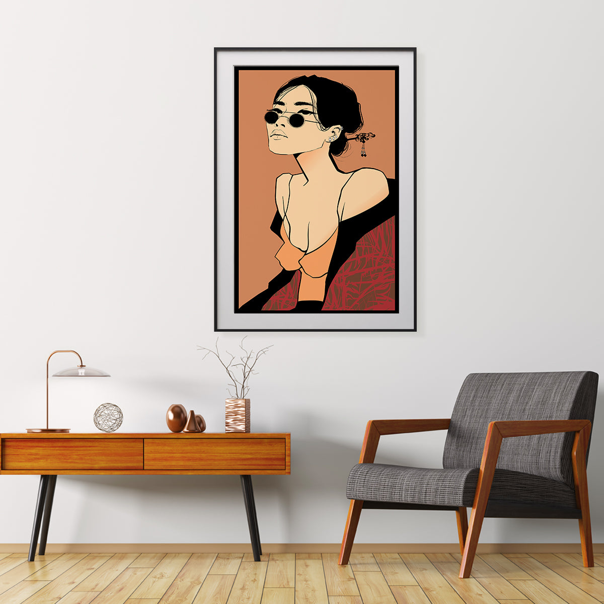 Asian Woman with Black Sunglasses Vintage Posters For Room-Vertical Posters NOT FRAMED-CetArt-8″x10″ inches-CetArt