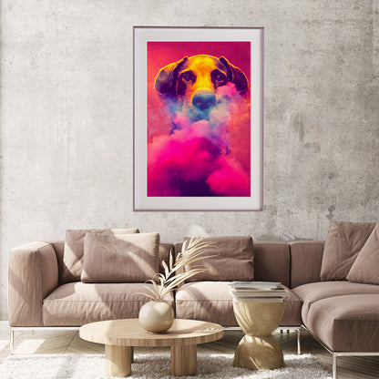 Stunning Dog Portrait in Pink Mist Modern Art Poster-Vertical Posters NOT FRAMED-CetArt-8″x10″ inches-CetArt