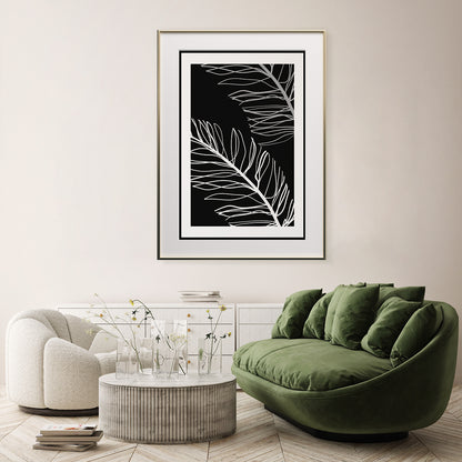 Poster Leaves Black And White Art-Vertical Posters NOT FRAMED-CetArt-8″x10″ inches-CetArt