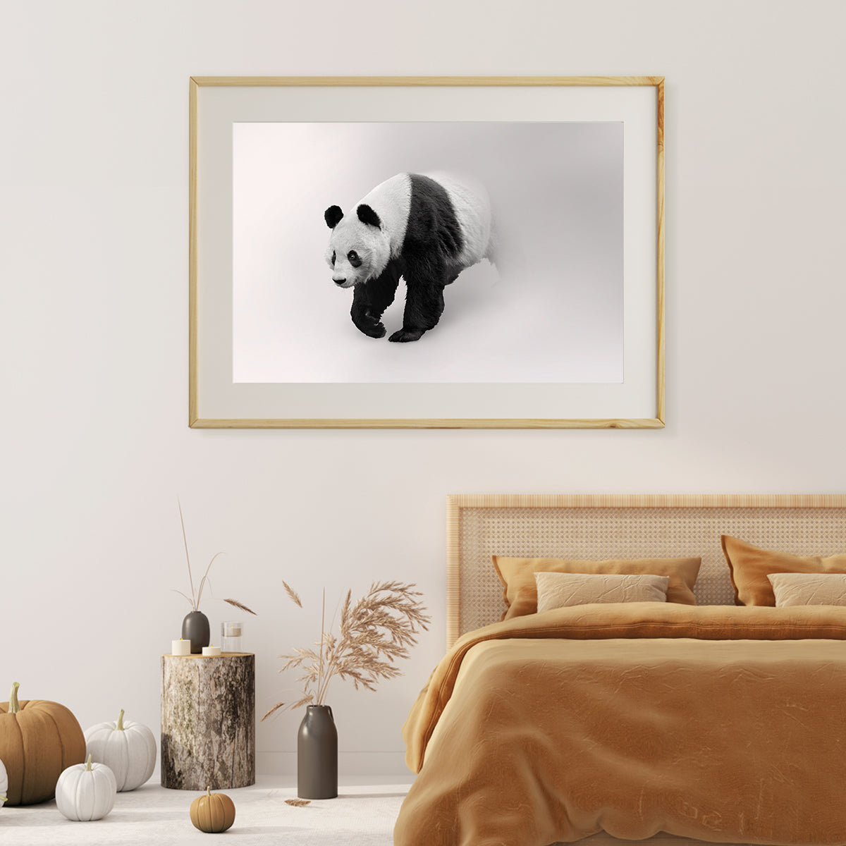 Panda Bear Black And White Art Poster-Horizontal Posters NOT FRAMED-CetArt-10″x8″ inches-CetArt