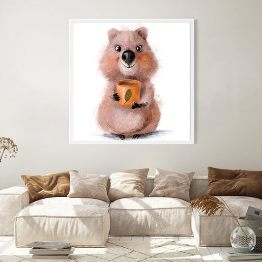 Cute Quokka with Coffee Cup Poster Print Modern Wall Art-Square Posters NOT FRAMED-CetArt-8″x8″ inches-CetArt