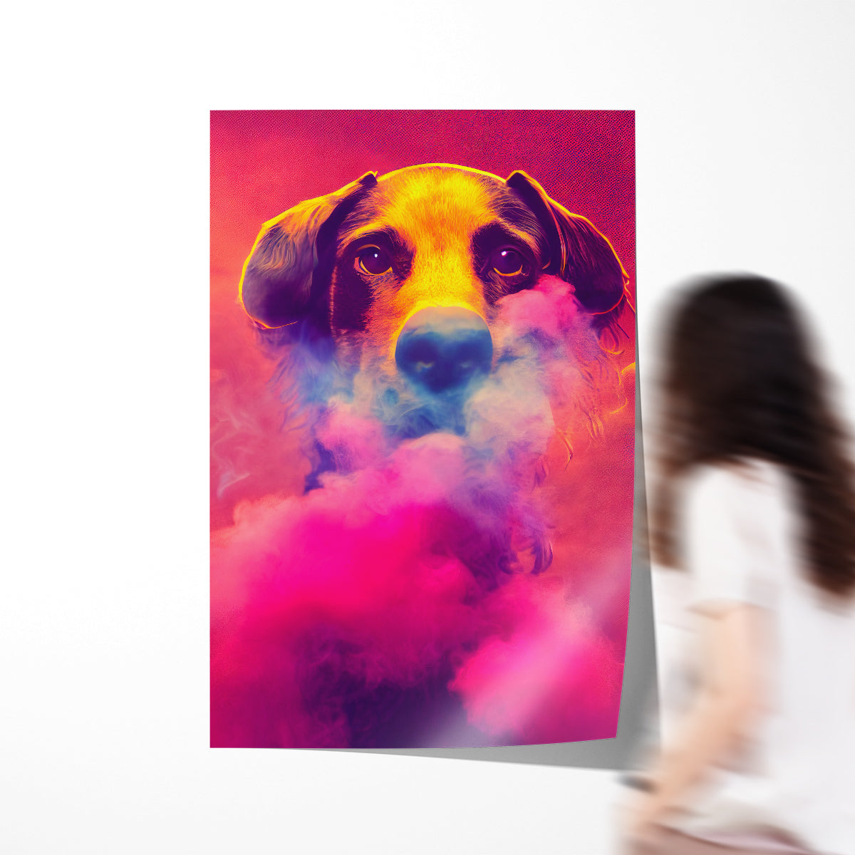 Stunning Dog Portrait in Pink Mist Modern Art Poster-Vertical Posters NOT FRAMED-CetArt-8″x10″ inches-CetArt