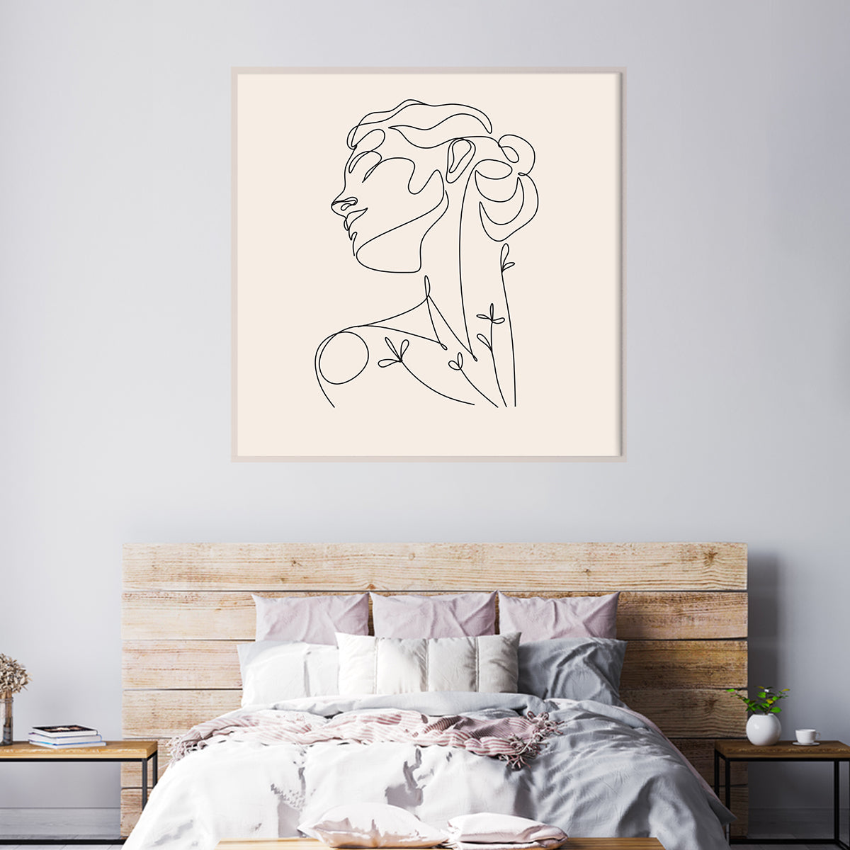 Woman Portrait Line Art Minimalist Poster Art Print For Your Wall-Square Posters NOT FRAMED-CetArt-8″x8″ inches-CetArt