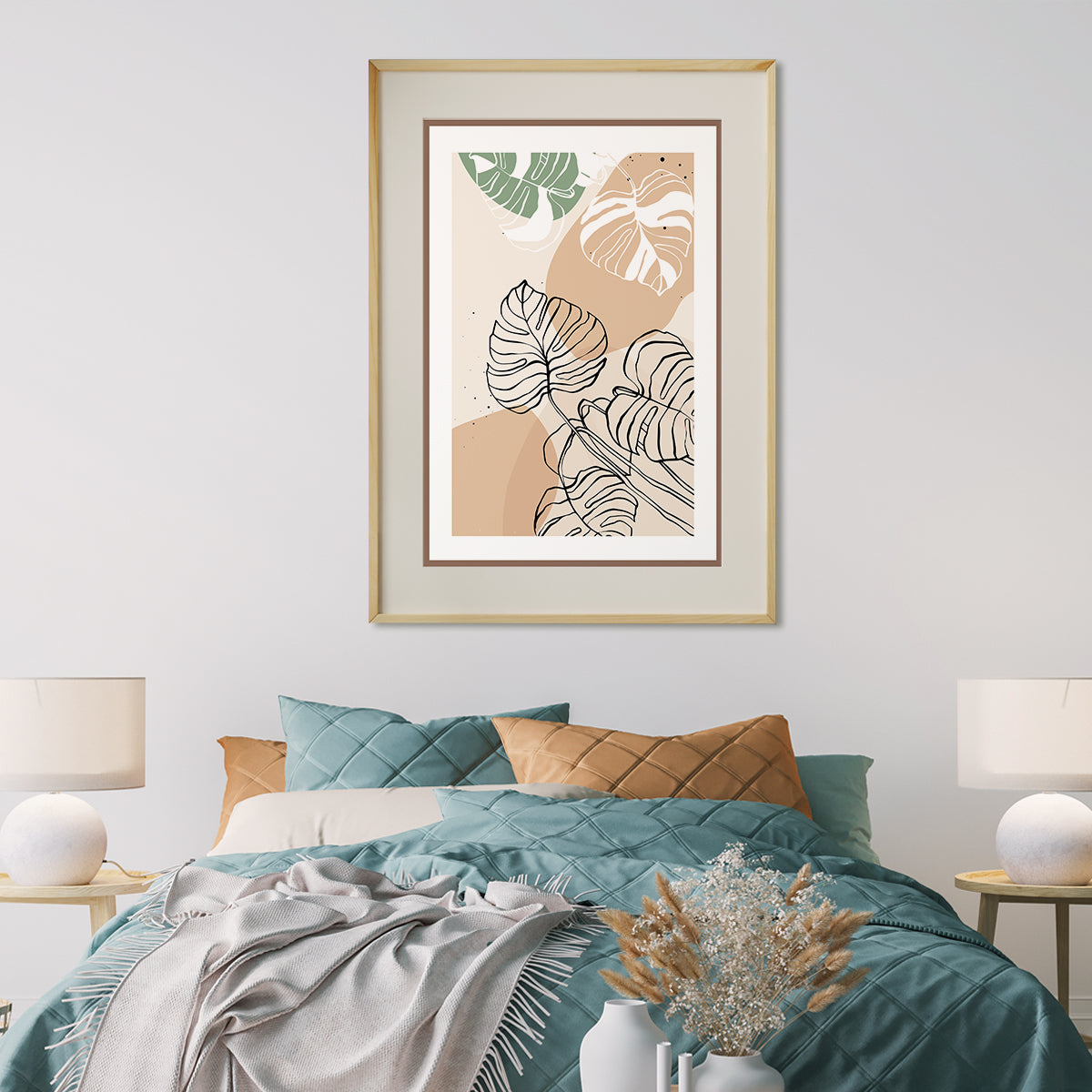 Modern Abstract Leaves Line Art Beige Poster Wall Decorations-Vertical Posters NOT FRAMED-CetArt-8″x10″ inches-CetArt