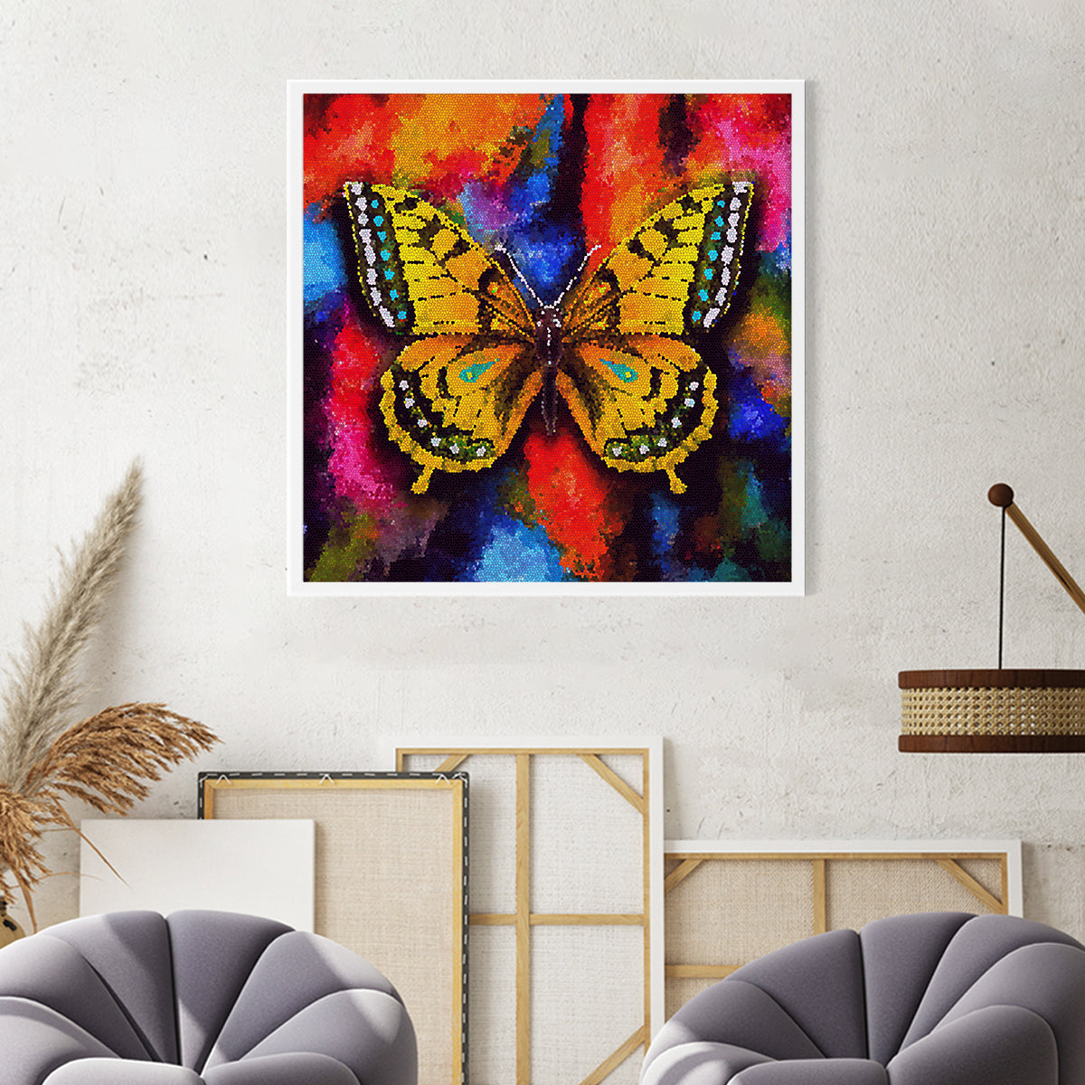 Mosaic Butterfly Art Posters And Wall Art Prints-Square Posters NOT FRAMED-CetArt-8″x8″ inches-CetArt