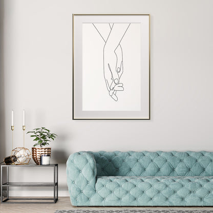 Trendy Minimalist Holding Hands Line Art Line Art Posters Art Prints-Vertical Posters NOT FRAMED-CetArt-8″x10″ inches-CetArt