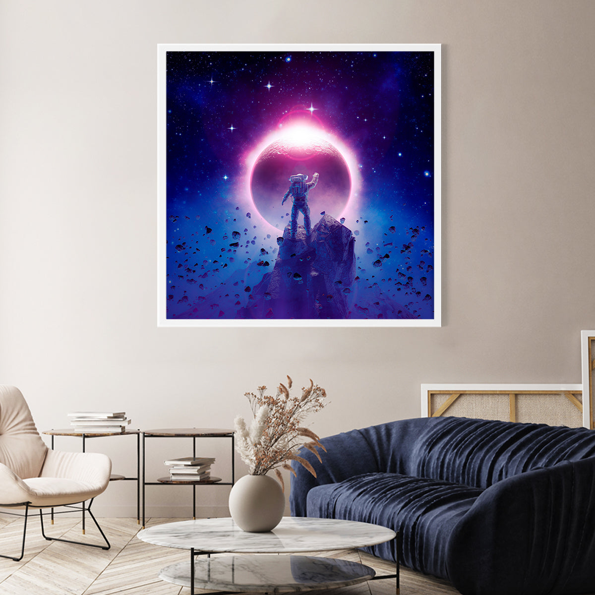 Astronaut During a Solar Eclipse in Space Modern Poster-Square Posters NOT FRAMED-CetArt-8″x8″ inches-CetArt