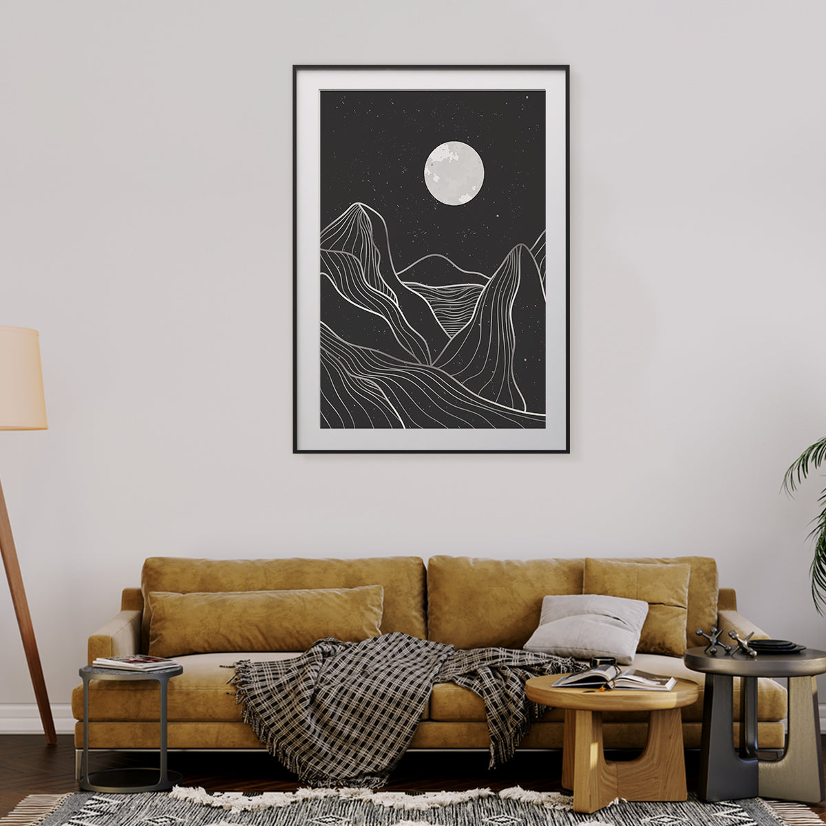 Black Mountain Landscapes Line Art Poster Print Modern Wall Art-Vertical Posters NOT FRAMED-CetArt-8″x10″ inches-CetArt