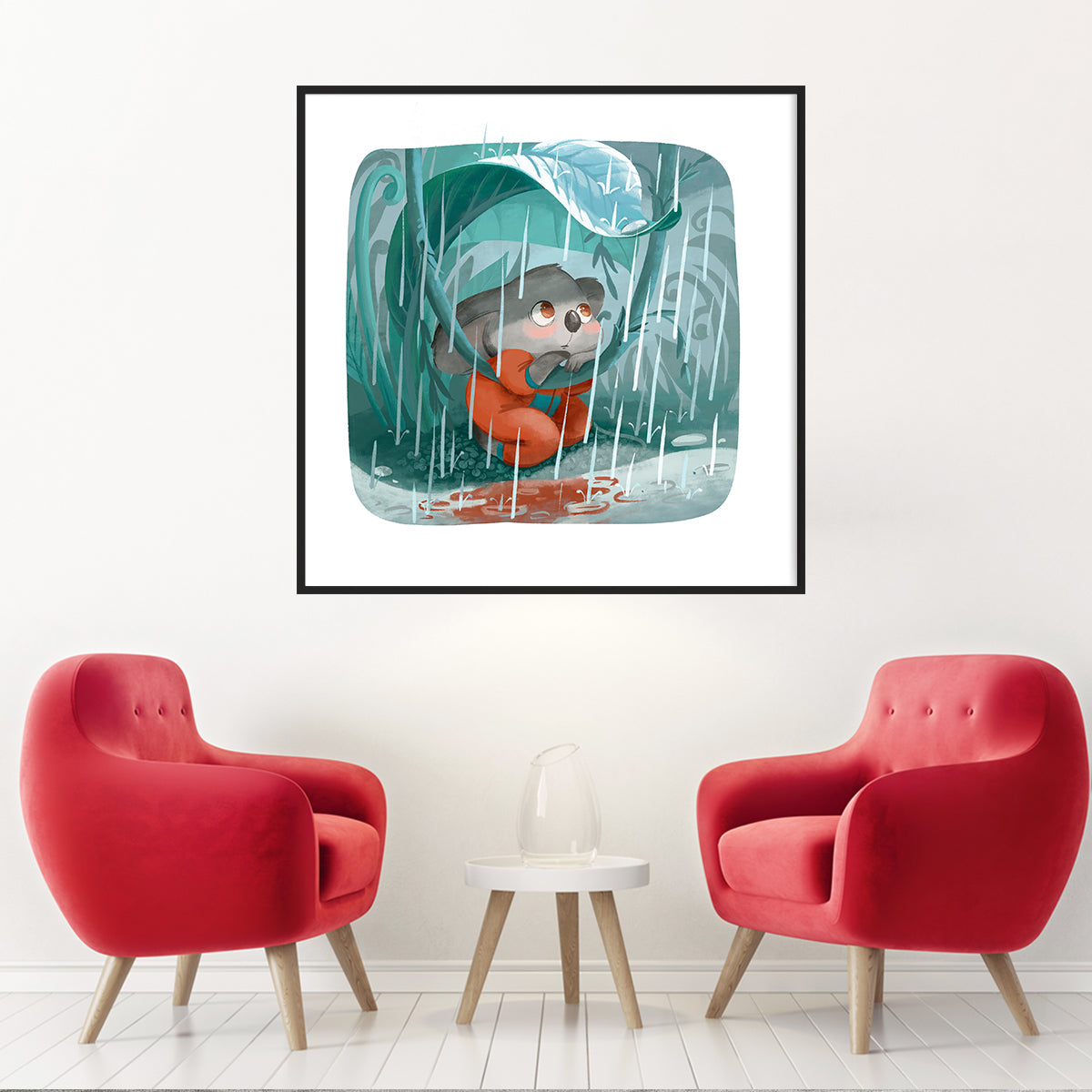 Koala Hiding From Rain Wall Posters-Square Posters NOT FRAMED-CetArt-8″x8″ inches-CetArt