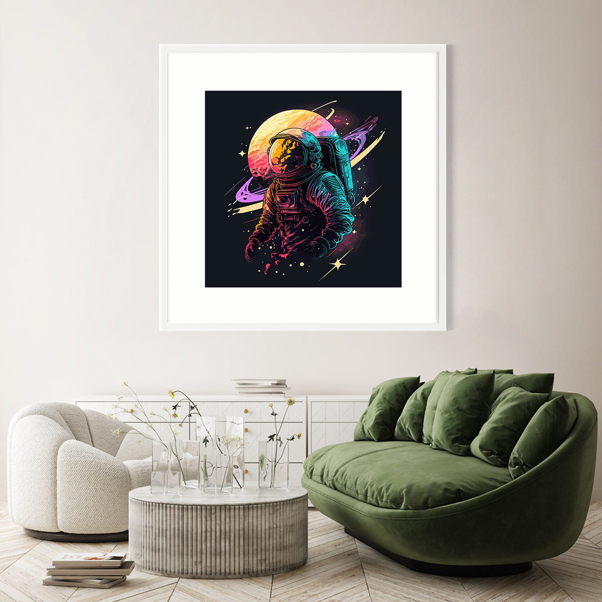 Colorful Astronaut in Outer Space Posters For Living Room Wall-Square Posters NOT FRAMED-CetArt-8″x8″ inches-CetArt